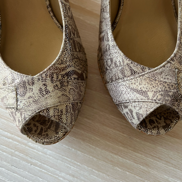 Stuart Weitzman sandal Jean slingback peep toe cork wedge size 9 NWOT - Picture 6 of 17